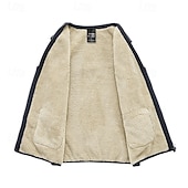 זול וסטים-בגדי ריקוד גברים וסט לטיולי הליכה מעיל חורף אפוד פליז אפוד תרמי חורף סתיו בָּחוּץ שמור על חום הגוף וסט ציד דיג טיפוס שחור אפור