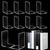 رخيصةأون التخزين والتنظيم-6 قطع من حاملات الكتب المصنوعة من الأكريليك السميكة، حاملات كتب شفافة لسطح المكتب للمكتب والمنزل، حاملات عرض شفافة متينة للكتب والملفات والصور ولوازم العودة إلى المدرسة