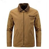 abordables Vestes Cargo-Hommes Veste de camionneur Veste Cargo Veste Tactique Occasionnel Coupe-Vent Zip Up Printemps Automne Couleur Unie ancien Tenu de travail Col de chemise Régulier Kaki Gris foncé Vert Véronèse Veste