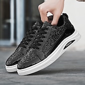 preiswerte Lässige Sneakers-Herren-Sneaker mit goldenem Glitzer, lässige Modeschuhe für Streetwear-Partys und Feiertagsveranstaltungen