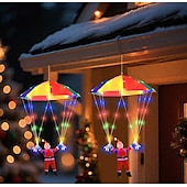 halpa Koristevalot-1 kpl jouluinen joulupukin laskuvarjohyppyriipus riippuvalaisin, nahkalankavalaisin, sisä- ja ulkokäyttöön tarkoitettu joulutunnelmavalaisin, aurinko-/AAA-paristokotelo/USB-virtalähde