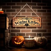 お買い得  ハロウィンの吊るし飾りとテーブルトップ装飾-ハロウィーンの木製吊り下げ看板、屋内と屋外のハロウィーンパーティーの装飾のための不気味な雰囲気の壁とドアの装飾