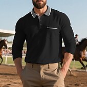 preiswerte Klassisches Poloshirt für Herren-Herren Golfshirt Golf Poloshirts Arbeit Lässig Revers Kurzarm Basic Modern Farbblock Knöpfe Frühling Herbst Normale Passform Aprikose Schwarz Weiß Gelb Rote Marineblau Golfshirt