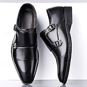abordables Officiel-Chaussures habillées en cuir à double boucle pour homme – élégantes chaussures de soirée marron pour mariages, tenues de bureau et cérémonies