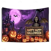 voordelige halloween wandtapijten-Halloween Blacklight Wandtapijt Schattig Spook Pompoen UV Reactief Glow in the Dark Bos Trippy Berg Mistige Begraafplaats Spook Hengende Wandtapijt Wanddecoratie Muurschildering voor Woonkamer