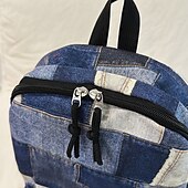 olcso Főiskolai hátizsákok-vintage farmer patchwork hátizsák – divatos kék iskolatáska tinilányoknak és fiúknak, iskolába és mindennapi használatra