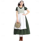  250. výročí USA 19. století Divoký západ Prairie šaty Pioneer Girl Koloniální Průkopník Revoluční válka Maškarní kostým Dámské předvečer Všech svatých Karneval 4. července Dospělí Šaty Zástěra
