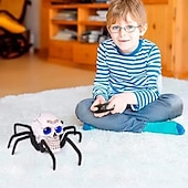 cheap Halloween Hanging &amp; Tabletop Decorations-Halloween Skeleton Decor Remote Control Toy, Scary Prank Tarantula Spider with Skeleton Design, Creepy Crawling Electric RC Toy for Haunted House, Trick Props, Kids &amp; Adults Party Favor