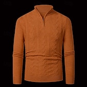 preiswerte Herrenpullover-Herren Pullover Pullover mit Viertelreißverschluss Strickpullover Zopfmuster Stricken Normale Oberteile Gestrickt Einfach Viertelreißverschluss Mode Lässig Urlaub Alltagskleidung Bekleidung Herbst