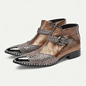 cheap Premium Leather Boots-Men&#039;s Brown Snakeskin Boots - Luxury High-Quality Cowhide Ankle Boots for Stylish Men - Perfect for Formal Events, Night Out and Fashion Shows