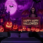 voordelige halloween wandtapijten-Halloween Blacklight Wandtapijt Schattig Spook Pompoen UV Reactief Glow in the Dark Bos Trippy Berg Mistige Begraafplaats Spook Hengende Wandtapijt Wanddecoratie Muurschildering voor Woonkamer