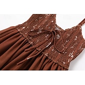 preiswerte Ausgefallene Kleider-Damen Minikleid Sommerkleid Unterkleid Druckkleid Westernkleid Mode Klassisch Urlaub Täglich Wochenende Normale Passform Blume Ärmellos Spaghettiträger Braun Sommer