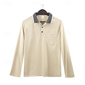 preiswerte Klassisches Poloshirt für Herren-Herren Golfshirt Golf Poloshirts Arbeit Lässig Revers Kurzarm Basic Modern Farbblock Knöpfe Frühling Herbst Normale Passform Aprikose Schwarz Weiß Gelb Rote Marineblau Golfshirt