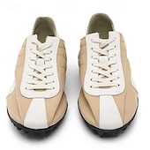 billiga Herrsneakers-Herr retro gula och bruna sneakers med ventilerande ovandel och halkfri sula, sportinspirerade vardagsskor för pendling, resor och vardagsbruk