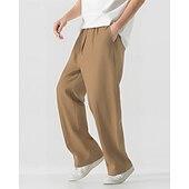 economico Pantaloni della tuta-Per uomo Pantaloni in cotone e lino Pantaloni Pantaloni della tuta a gamba dritta Tasca Elastico in vita Coulisse Semplice Comodità Sport all&#039;Aperto Quotidiano Moda Casual Nero Bianco Micro-elastico
