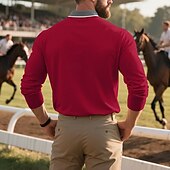 preiswerte Klassisches Poloshirt für Herren-Herren Golfshirt Golf Poloshirts Arbeit Lässig Revers Kurzarm Basic Modern Farbblock Knöpfe Frühling Herbst Normale Passform Aprikose Schwarz Weiß Gelb Rote Marineblau Golfshirt