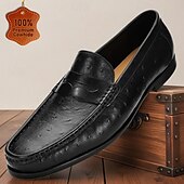 preiswerte Loafer aus hochwertigem Leder-Schwarze Pennyloafer aus echtem Leder für Herren – zeitlose Slip-On-Business-Schuhe für reife Herren, fürs Büro und formelle Alltagsoutfits