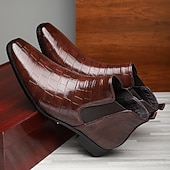 baratos Botas do Chelsea-Homens Botas Botas Chelsea Caminhada Vintage Casual Pele PU Confortável Antiderrapante Quente Mocassim Vinho Preto Outono Inverno
