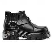 economico Stivali da motociclista-Per uomo Stivali Stivali da biker Camminata Vintage Casual Britannico Microfibra Confortevole Antiscivolo Caldo Stivaletti Mocassino Fascia Elastica Nero Argento Autunno Inverno