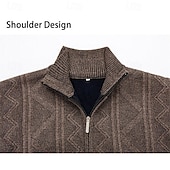 baratos suéter cardigã masculino-Homens Sueter Cardigan Suéter Cortado Suéter com zíper Suéter de malha Estriado Tricotar Tops regulares Tosão Tecido Colarinho Chinês Moda Clássico Férias Roupa Diária Roupa Outono Inverno Vermelho