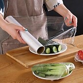 رخيصةأون أدوات وأجهزة المطبخ-أداة قطع غلاف بلاستيكي بتصميم كوب شفط وموزع لفافات قابل للتعديل مع قاطع مدمج لتخزين المطبخ أداة منزلية مريحة لغلاف البلاستيك ولفائف الرقائق المعدنية
