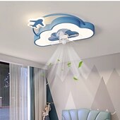 abordables Ventilateurs de plafond lumineux-Plafonnier LED avec ventilateur, éclairage décoratif pour chambre d&#039;enfant, luminaire décoratif pour chambre à coucher, éclairage à intensité variable, silencieux, avec télécommande