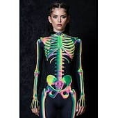 olcso Páros és csoportos jelmezek-koponya csontváz test halloween csoportos páros jelmezek teljes testes macskaruha ijesztő jelmez férfi női fiú gyermek felnőttek előadás buli klub halloween karnevál halottak napja könnyű