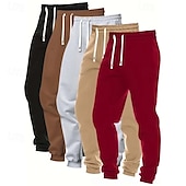 cheap Sweatpants-5PCS Men&#039;s Sweatpants Joggers Trousers Casual Pants Running Pants Pocket Elastic Waist Drawstring Plain Comfort Full Length Outdoor Daily Simple Classic Style