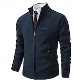 economico Maglioni Cardigan da uomo-Per uomo Felpa Maglione elegante Cardigan Maglione con Zip Maglione a maglia A Coste Maglia Top Regolari Lavorato a maglia A coste Semplice Colletto Mao Moda Scialli Casuale Abbigliamento quotidiano