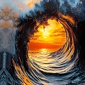olcso Ocean Print-Férfi 3D nyomtatás óceán Naplemente Ing Hawaii ing Álló galléros ing Hosszú ujj Hawaii Vakáció Hétköznapi Szabadság Tavasz Ősz Mandarin gallér Álló gallér 3D nyomtatás Gombolható ingek Medence
