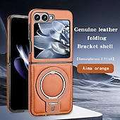 رخيصةأون جراب سامسونج-هاتف غطاء من أجل سامسونج جالاكسي Z فولد 7 Z Fold 5 Z Fold 4 Z Fold 3 غطاء خلفي مع حامل مغناطيس ضد الصدمات مكتب  /  الأعمال TPU جلد PU