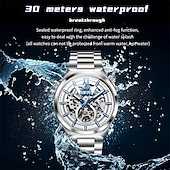 abordables Relojes mecánicos-El nuevo reloj de negocios esqueletizado para hombre de la marca Olevs, resistente al agua, luminoso, moderno y moderno, reloj mecánico totalmente automático, reloj de pulsera deportivo informal para
