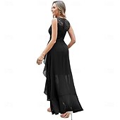 preiswerte Bodenlänge-A-Linie Brautmutterkleid Elegant V Ausschnitt Asymmetrisch Chiffon Ärmellos mit Einfarbig 2025