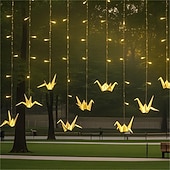 abordables Tiras de Luces LED-Luces de cadena de hadas 3.5M 96LED coloridas mil grullas de origami luces de cortina LED para boda decoración de habitación fiesta patio destellos luces de cadena de vacaciones enchufe EU US AU UK