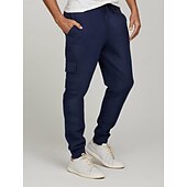 お買い得  スウェットパンツ-男性用 スウェットパンツ ジョガー ズボン カジュアルパンツ ポケット 弾性ウエスト ドローストリング ソリッド 履き心地よい 全長 アウトドア 日常 ランニング 旅行度假风 シンプル ブラック ネイビーブルー 伸縮性あり