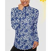 Χαμηλού Κόστους Γυναικείο πουκάμισο-Γυναικεία Άνθινο Φανέλα POLO Πουκάμισο τένις Μακρυμάνικο Στάμπα Τρίμηνο φερμουάρ Pullover Προστασία UV Ελαστικό Αναπνέει Τέννις Γκολφ Pickleball Γιακά με φερμουάρ Πουκάμισο Polo Ροζ Μπλε Γκρίζο