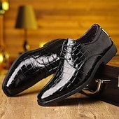 economico Formale-scarpe oxford da uomo in similpelle con stampa coccodrillo verde – stile stringato lucido per gentiluomini eleganti, cocktail party e incontri di lusso