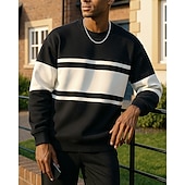preiswerte Hoodie &amp; Sweatshirt-Herren Pullover Langarm Oberteil Athleisure Atmungsaktiv Leger Sportbekleidung Sportkleidung Patchwork Schwarz Beige Grau