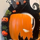 お買い得  ハロウィンのリースとフラワー装飾-ハロウィーンの悪夢のようなカボチャのリース、恐ろしいカボチャのコウモリと墓地のガーランドの装飾、屋内、屋外、壁、クローゼット、フェンス、窓、農家用