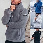 baratos camisolas de lã-Homens Moletom Quarter Zipper Hoodie Moletom de lã Preto Branco Azul Cinzento Com Capuz Tecido Bolso frontal Quarter Zip Desportos e Ar livre Casual Diário Roupa de rua Legal Roupa de Esporte Outono