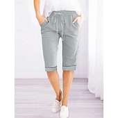 economico Pantaloncini in lino di cotone-Per donna Pantaloncini ispirati al lino Shorts Pantaloni Eleganti Attivo Semplice Casual Lunghezza al ginocchio Vita Alta Semplice Tasca Coulisse Elastico in vita Traspirabilità Morbido Confortevole