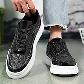 tanie Tenisówki i trampki męskie-Męskie Adidasy Spacery Codzienny Skóra PU Wygodny Niepoślizgowy / a Oddychający Sznurowane Srebrny Czarny Złoty Lato Wiosna