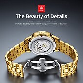 baratos Relógio Automático-O novo relógio mecânico totalmente automático da marca Olevs para homens de negócios é à prova d&#039;água, com calendário luminoso e mostrador do dia, relógio masculino moderno e esportivo casual.