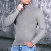 halpa miesten villapaita-Miesten Neulepusero Neulottu villapaita Joustin Neuloa Tavalliset topit Kudottu Tavallinen Poolokaulus Muoti Vapaa-aika Loma Arki-asut Vaatetus Syystalvi Viini Musta S M L