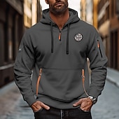 economico Felpa Tattica-Per uomo Felpa con cappuccio Felpa con cappuccio e zip corta Nero Bianco Vino Blu marino Blu Reale Con Cappuccio Semplice Con zip Tasca Frontale Tattico Sport &amp; Outdoor Casuale Streetwear Cool