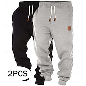 billiga Joggingbyxor-Herr Joggingbyxor Joggare Fleecebyxor Långbyxor Snörning Flerpack Slät Komfort Andningsfunktion Fullängd Utomhus Dagligen Utekväll Mode Klassisk Stil Svart + Marinblå Svart+Ljusgrå