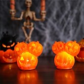 お買い得  ハロウィン室内-ハロウィンかぼちゃランタン 光る装飾小道具 3頭ミュータントかぼちゃランタン 雰囲気のある飾りランプ 1個