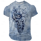  Hombre Vikingo Camiseta Manga Corta Camiseta Impresión 3D Cuello Barco Camisa Retro Antiguo Gótico Calle Casual Diario Negro Rojo Azul Piscina Verano Primavera Todas las Temporadas Ropa S M L XL XXL