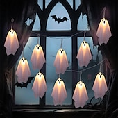 cheap Battery String Lights-1 Pc Halloween 2.5M 10 luminous hanging ghost ghost light string AAA waterproof battery box 8 function remote control indoor and outdoor courtyard party Halloween atmosphere decoration light