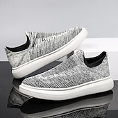 cheap Slip-On Casual Shoes-Men's Slip-On Knit Walking Sneakers – Lightweight Breathable Casual Shoes for Travel, Gym &amp; Daily Wear